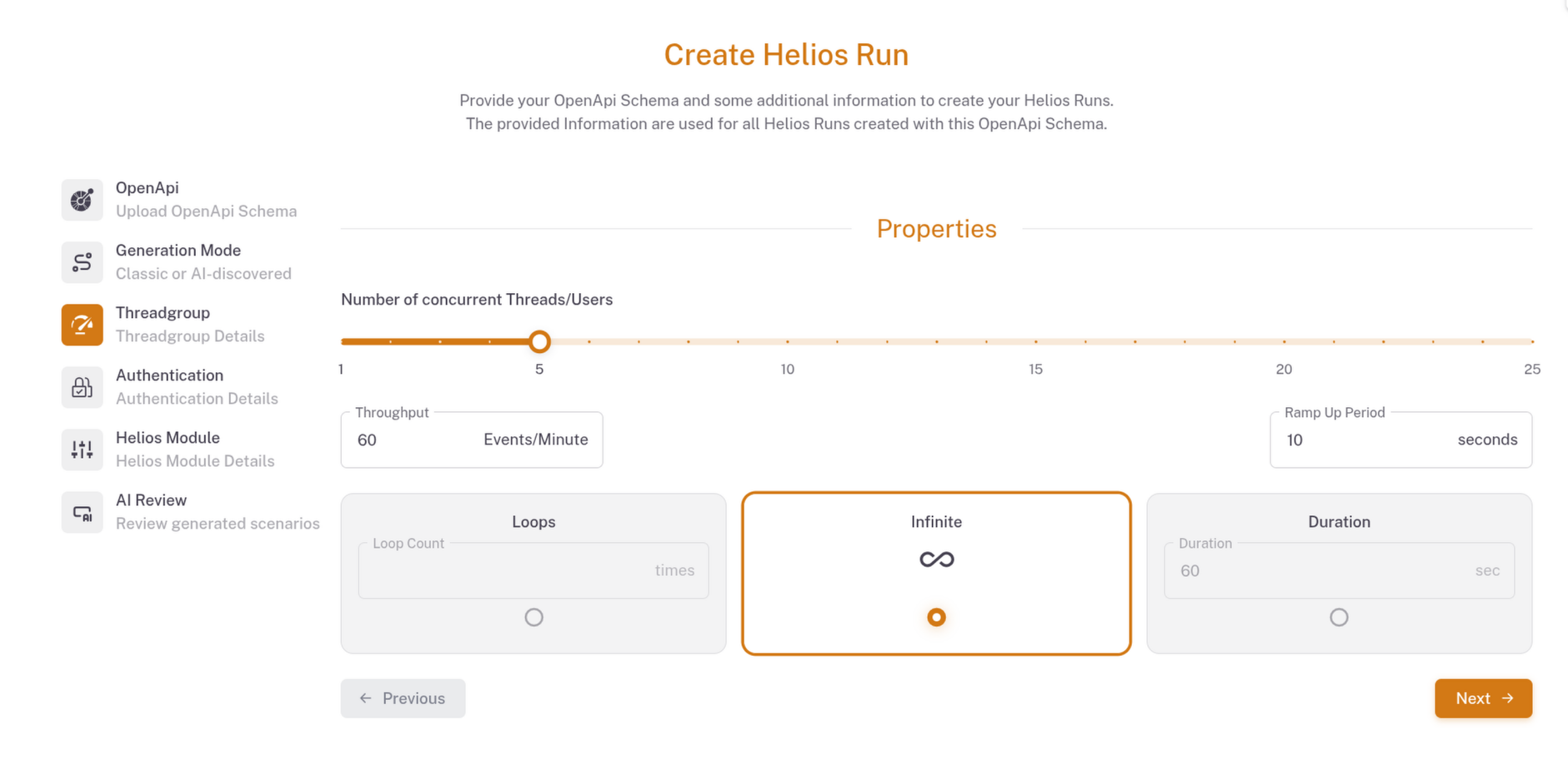 Choose thread properties